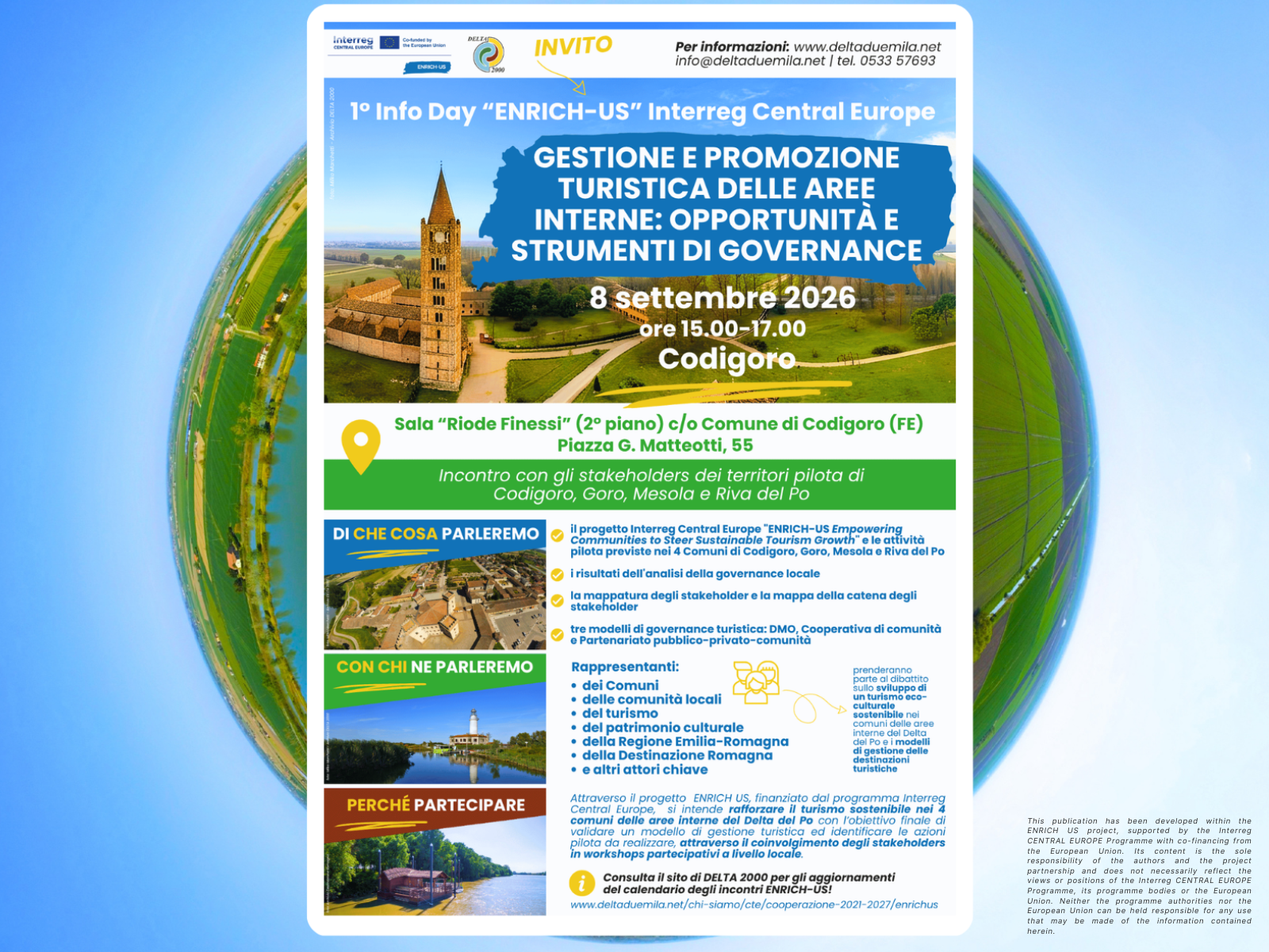 ENRICH-US primo info day 8 settembre 2026 ore 15-17 a Codigoro FE