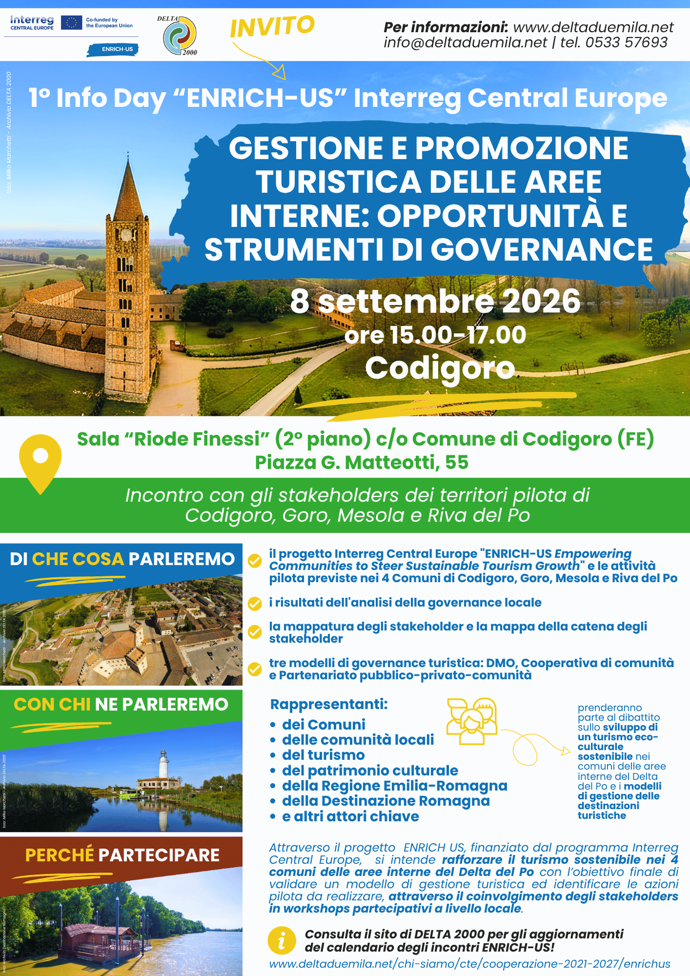 invito 1° info day ENRICH-US martedì 8 settembre 2026 ore 15 a Codigoro