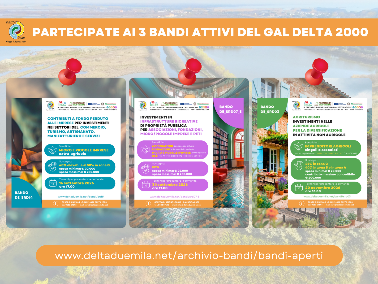 news sito partecipa ai 3 bandi attivi gal delta 2000