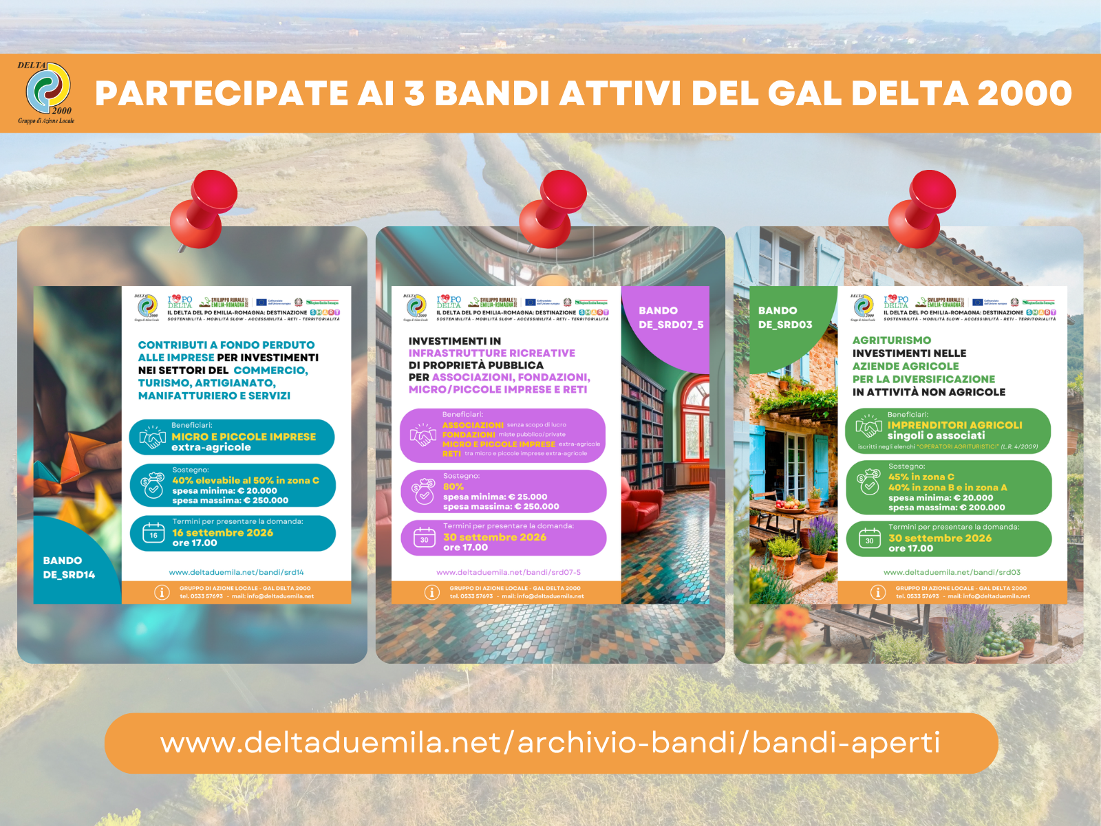 news sito partecipa ai 3 bandi attivi gal delta 2000