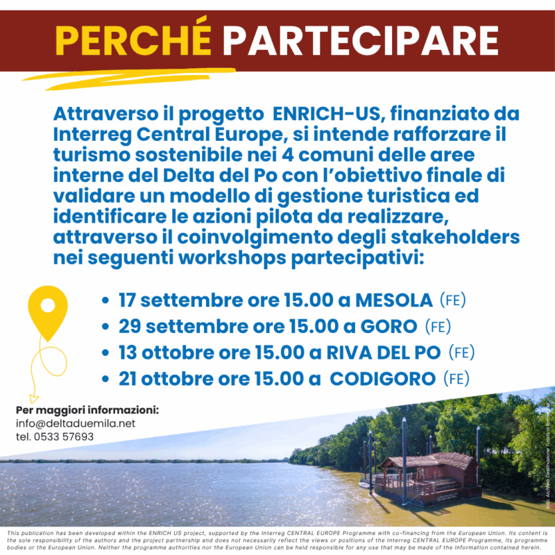 ENRICH-US primo info day 8 settembre 2026 ore 15-17 a Codigoro FE - 4 perché partecipare