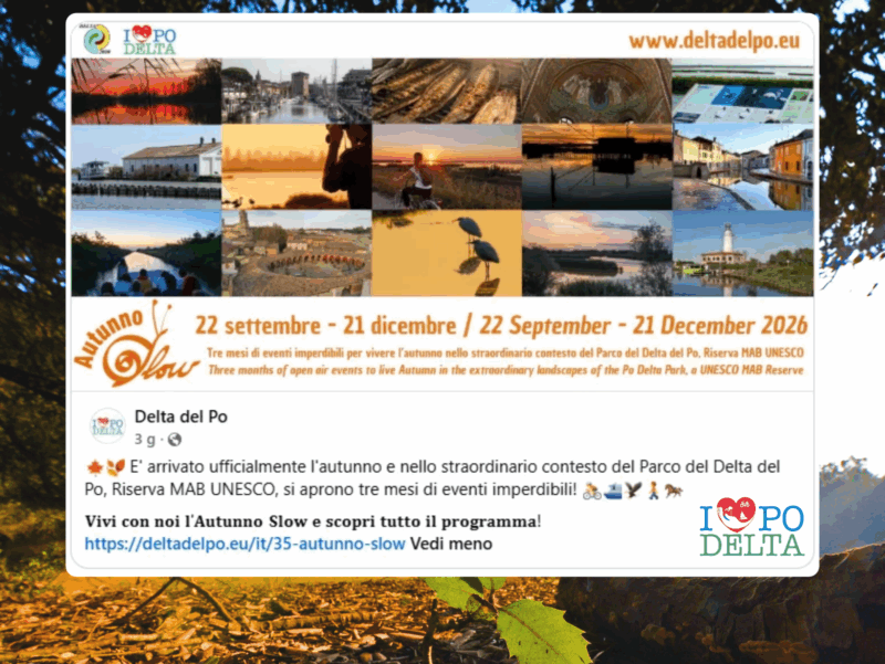 È arrivato l'Autunno Slow nel Delta del Po! 14 settimane di eventi dedicati all'eco-turismo sostenibile :)