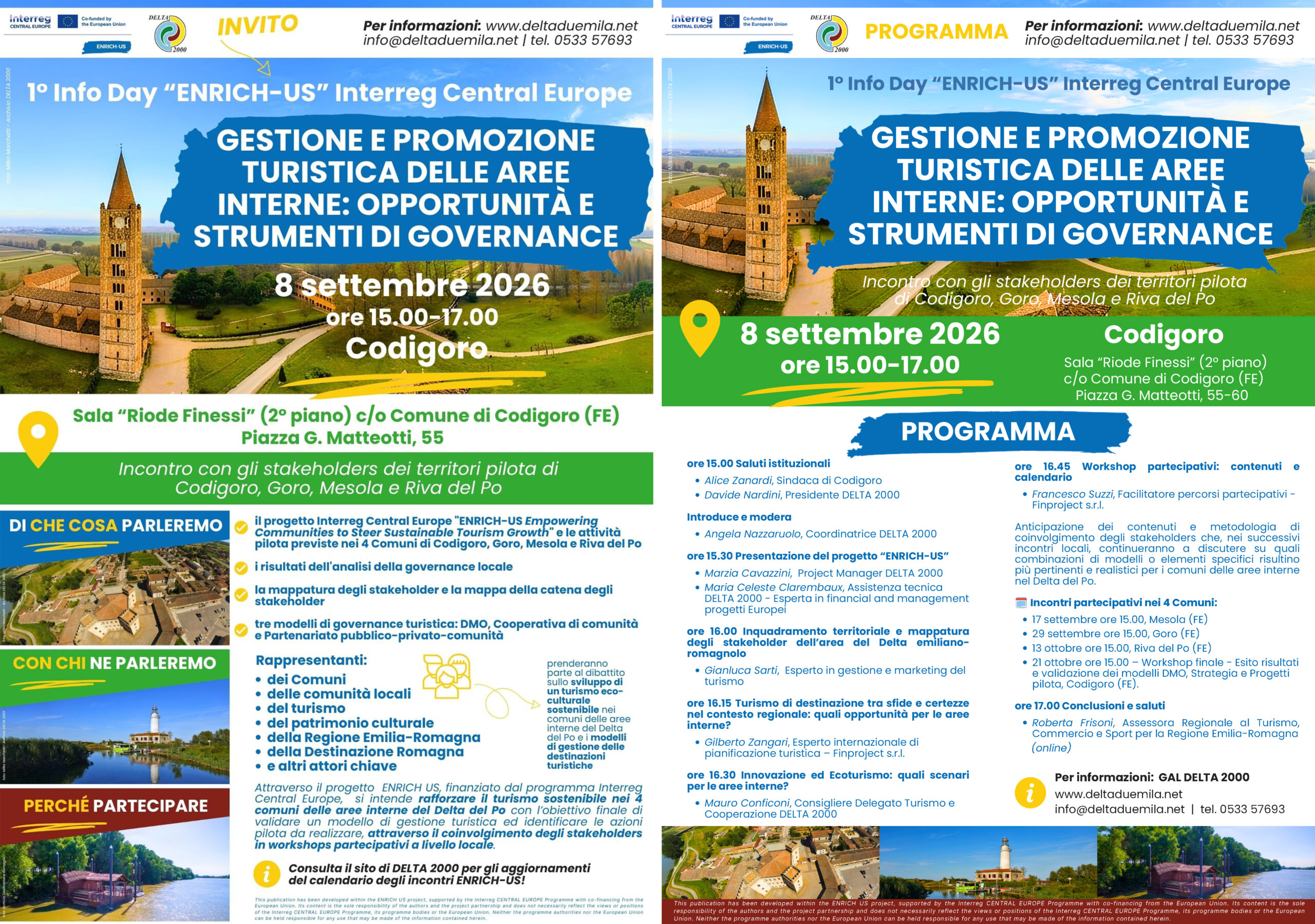 invito 1° info day ENRICH-US martedì 8 settembre 2026 ore 15 a Codigoro