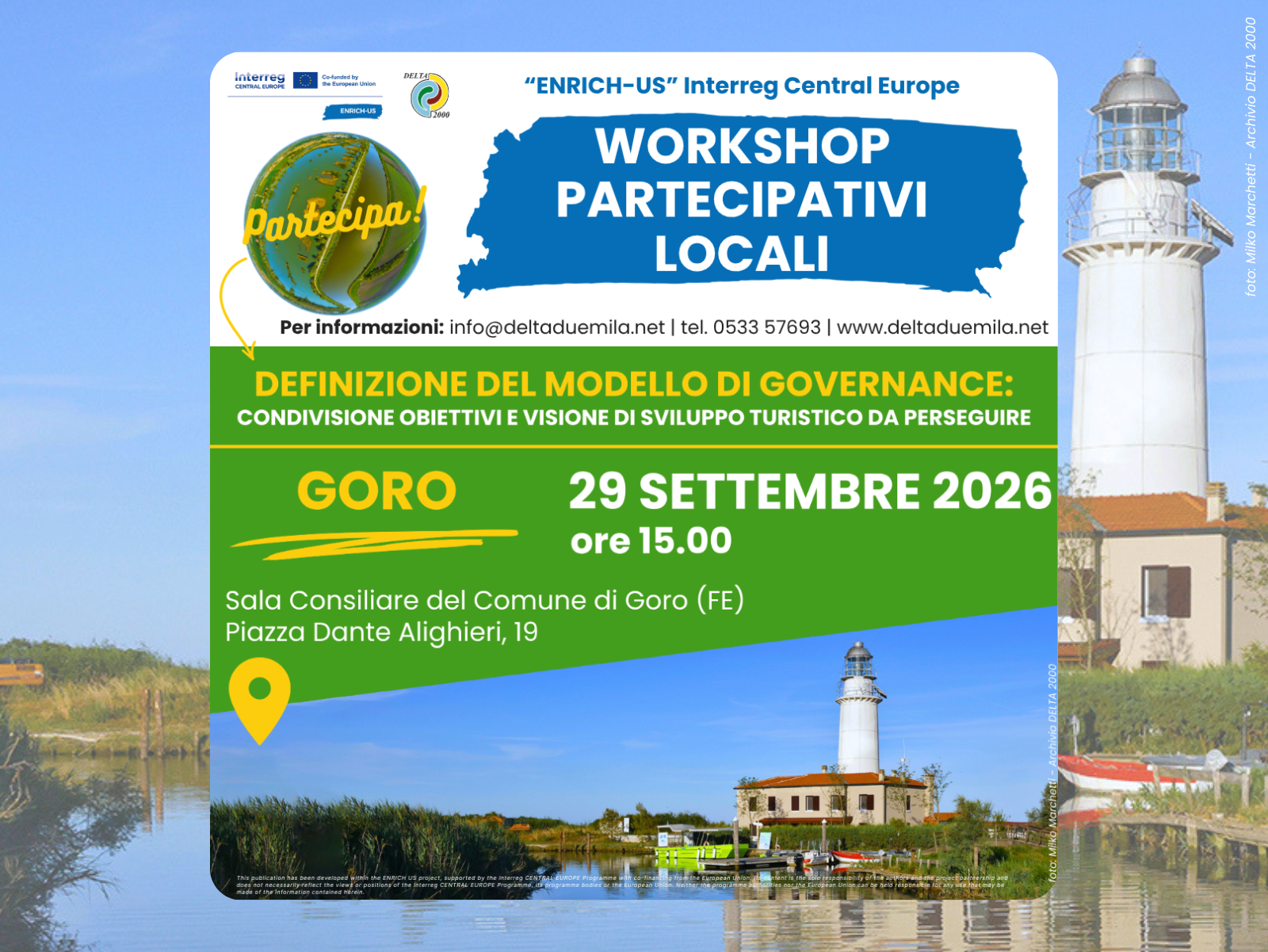 Workshop 2 "ENRICH-US" 29 settembre 2026, ore 15 a Goro (FE)