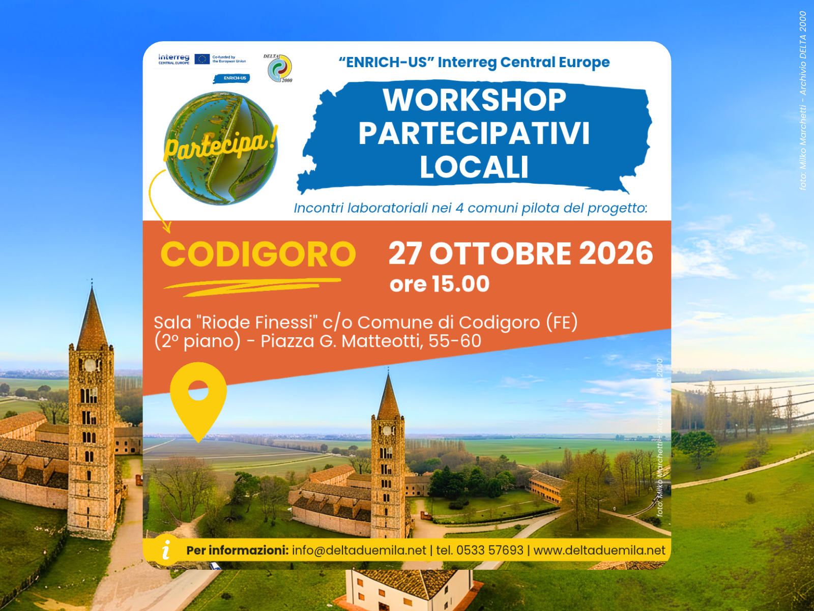 4° Workshop partecipativo locale - 27 ottobre 2026 a Codigoro FE alle ore 15.00