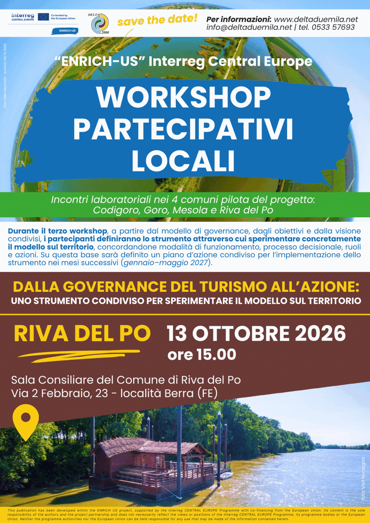 Locandina 3 Workshop ENRICH-US 13-10-2026 Riva del Po FE - Berra